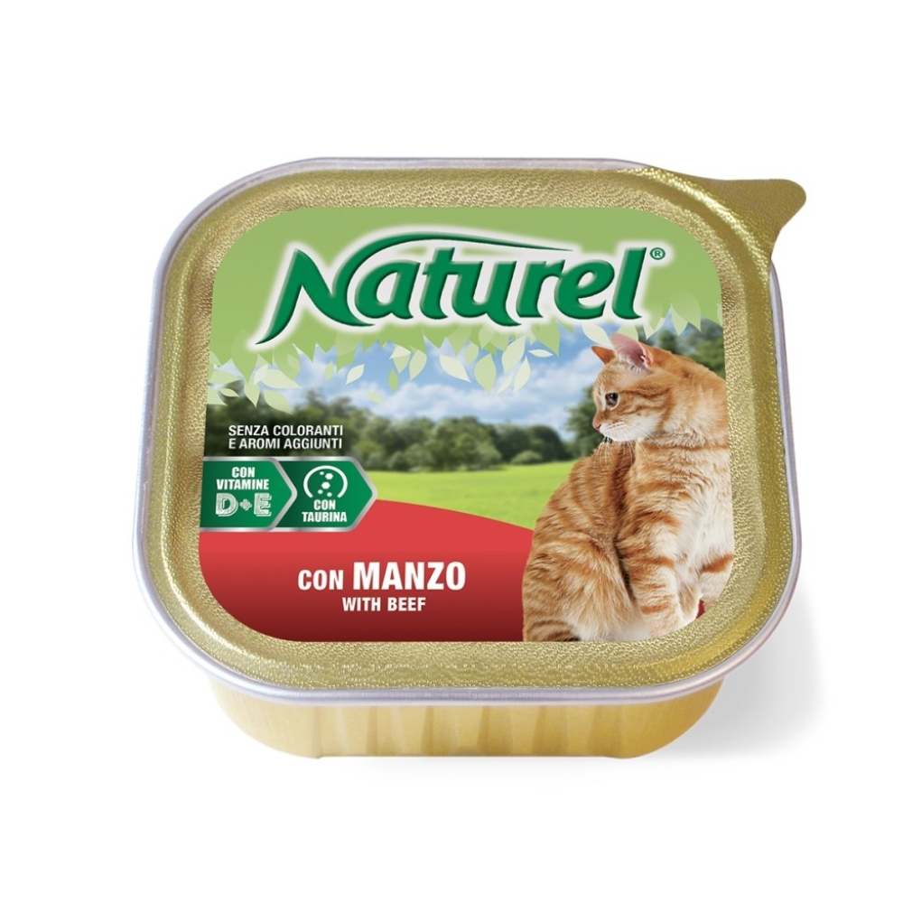 Naturel – Umido Cat vaschette patè con Manzo. 100gr
