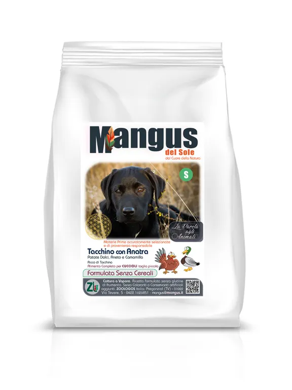 Mangus del Sole – Dog Grain Free Small B. Puppy Anatra, Tacchino e Patata Dolce. 2kg