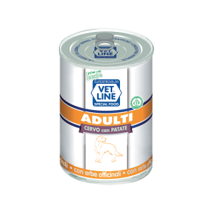 Vet Line umido cane con cervo e patate. 400gr
