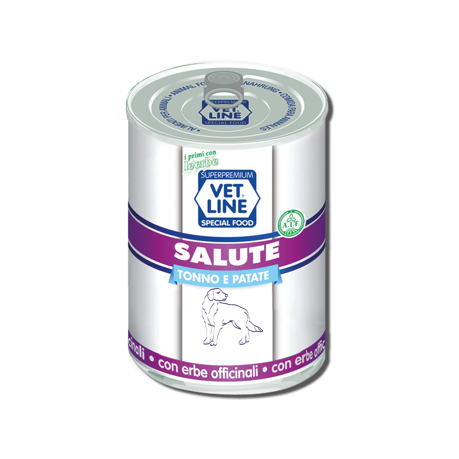 Vet Line umido cane salute con tonno e patate. 400gr